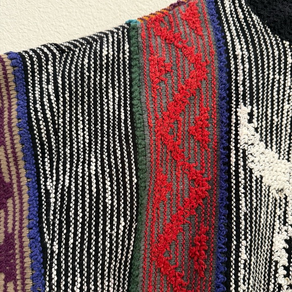 Vintage ALLEN WAH Western Aztec Skull  Colorful Chunky Knit Grandpa Sweater XL - Picture 10 of 12